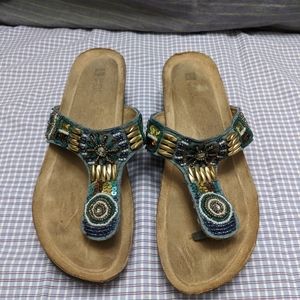 White mountain beaded sandals